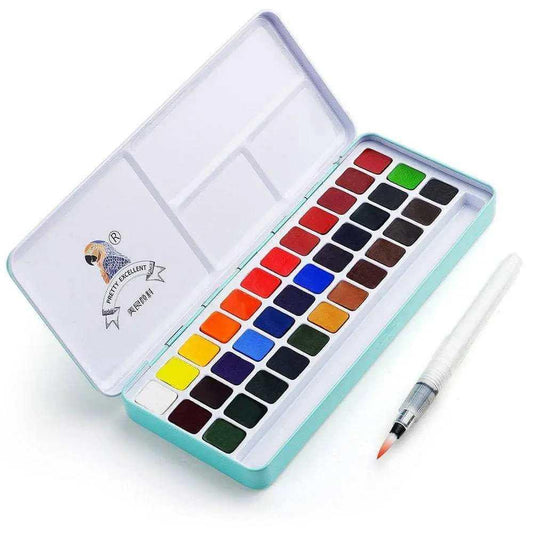 Solid Watercolor Paint Set Paint Palette and Brush Pen Painting Kit 24/36 Colors