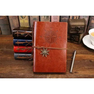 Spiral notebook retro leather journal with pendant page holder 150 pages vintage note book for travelers