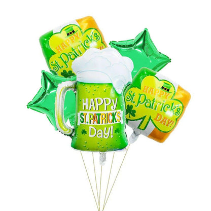 St. Patrick's Day Clover Balloons - Pack of 6, Festive Irish Decorations , 