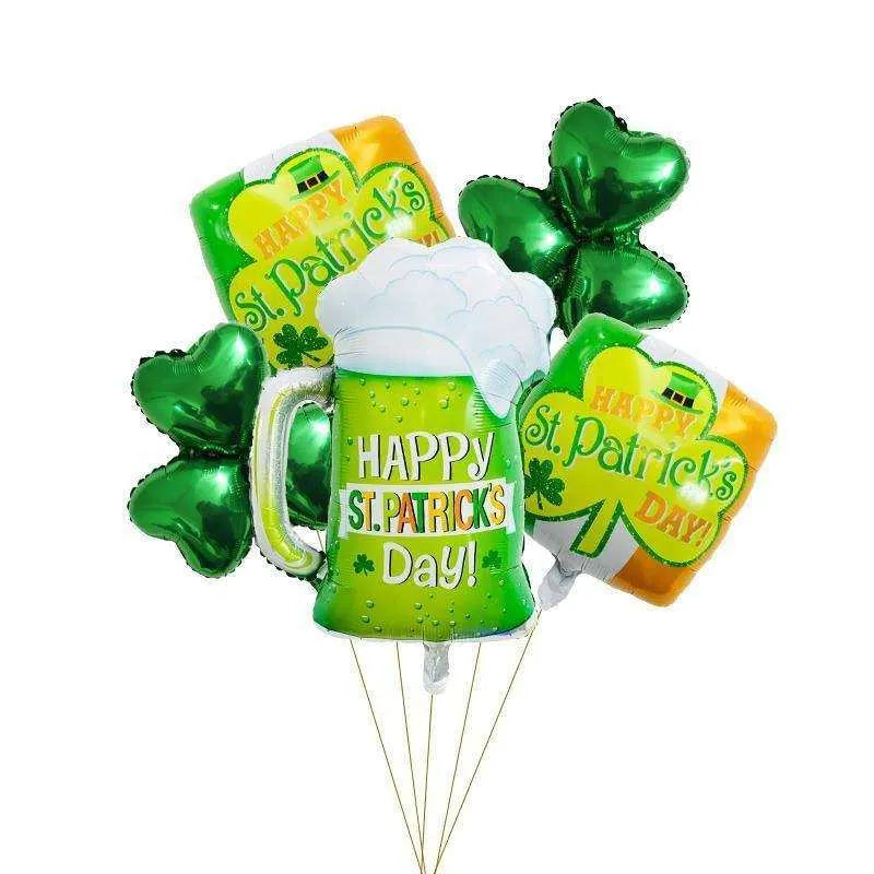 St. Patrick's Day Clover Balloons - Pack of 6, Festive Irish Decorations , 