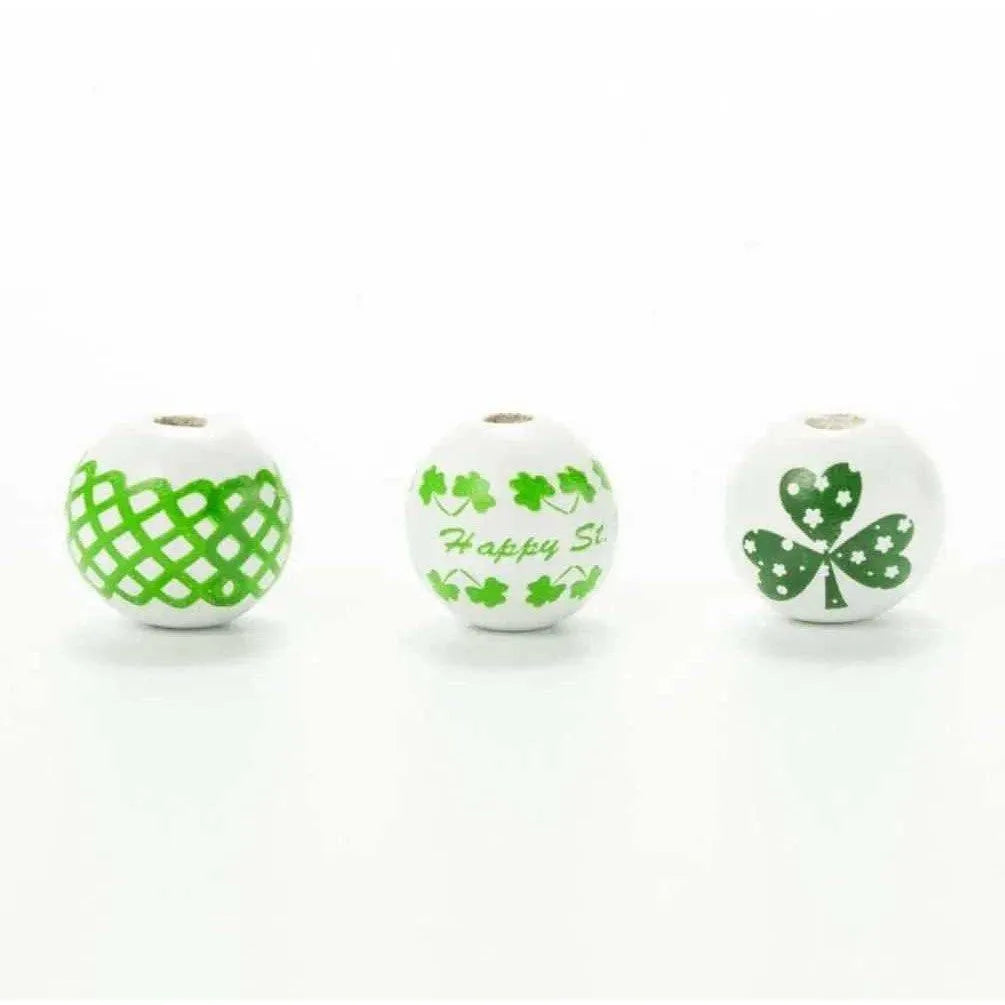 White Beads Green Round Bead Irish Festival Shamrock Patterns St. Patrick's Day Accessories DIY Jewelry Making