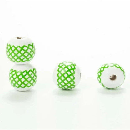 White Beads Green Round Bead Irish Festival Shamrock Patterns St. Patrick's Day Accessories DIY Jewelry Making