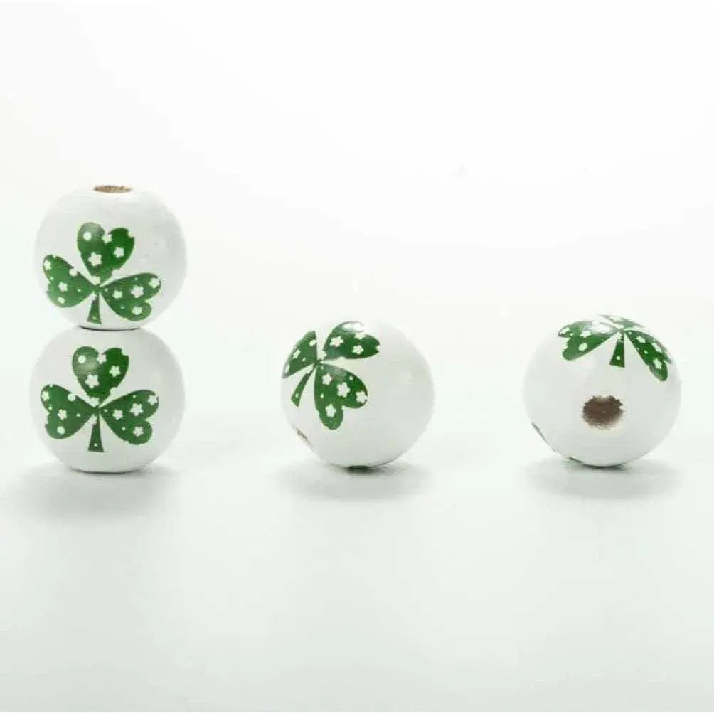 White Beads Green Round Bead Irish Festival Shamrock Patterns St. Patrick's Day Accessories DIY Jewelry Making