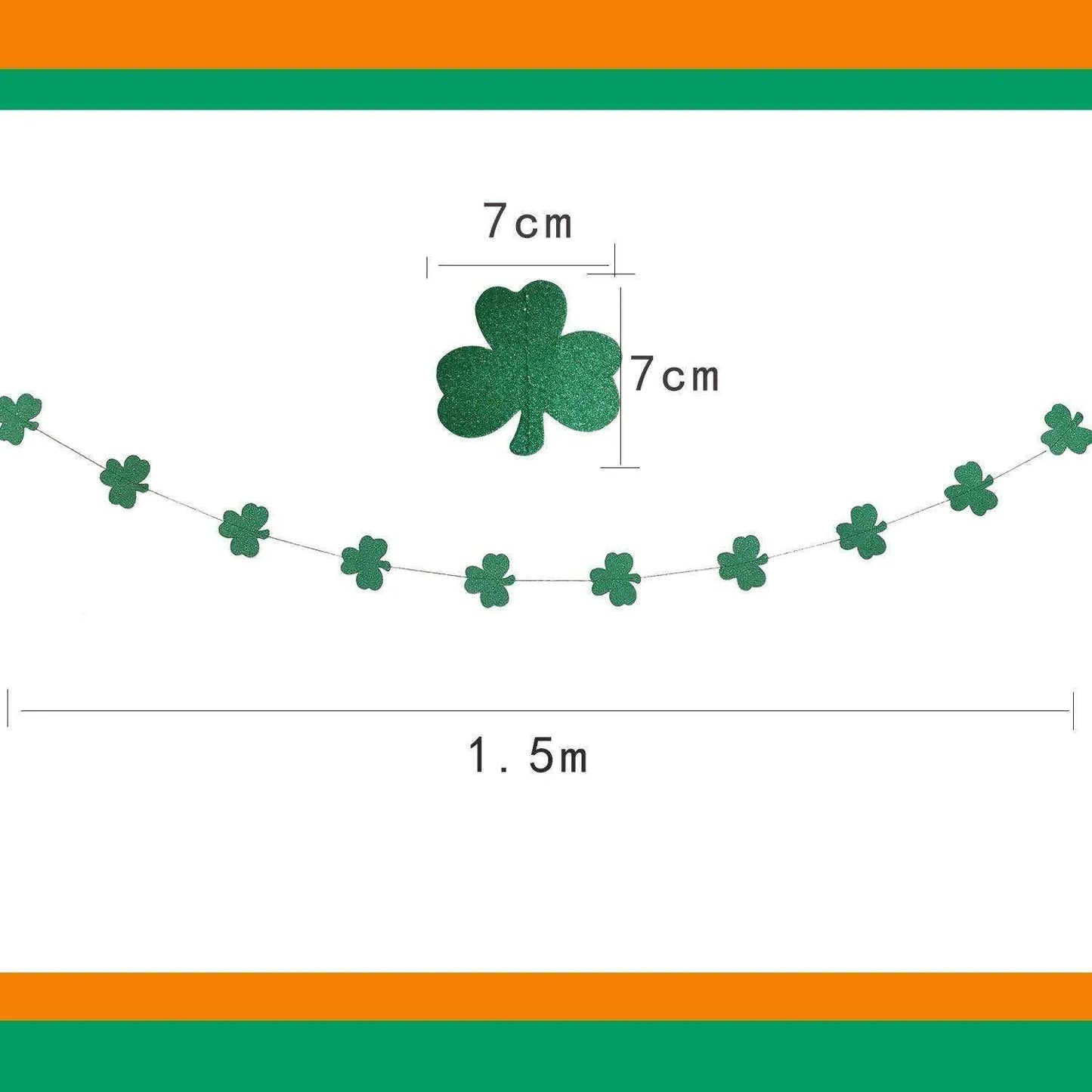 St. Patrick's Day Glitter Paper Banner Kit - 10 Pieces, 1.5m Cord Length , 