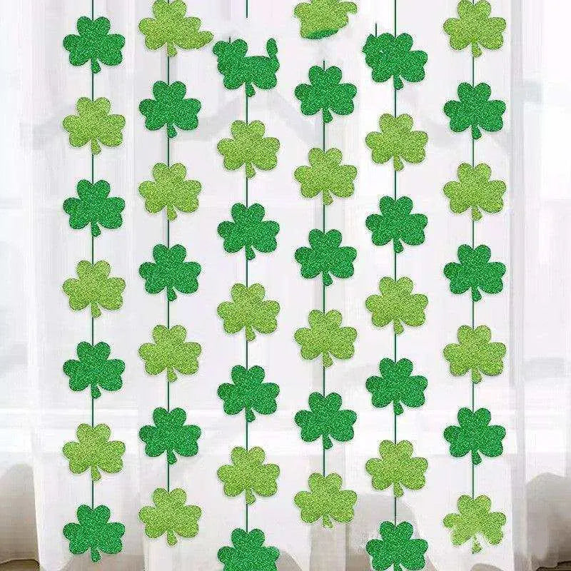 St. Patrick's Day Glitter Paper Banner Kit - 10 Pieces, 1.5m Cord Length , 