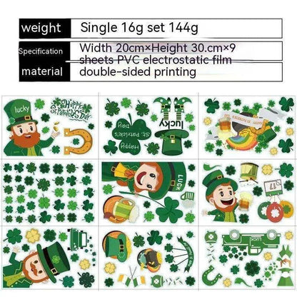 St. Patrick's Day PVC Mirror Sticker Set - Festive Window Decor , 