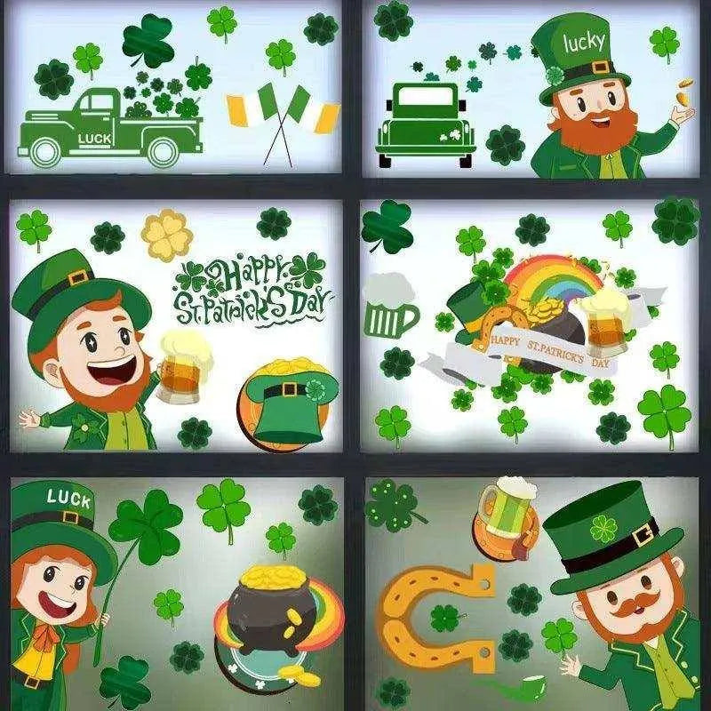 St. Patrick's Day PVC Mirror Sticker Set - Festive Window Decor , 