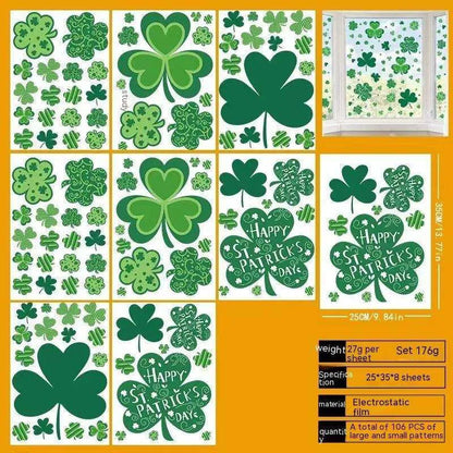 St. Patrick's Day PVC Mirror Sticker Set - Festive Window Decor , 