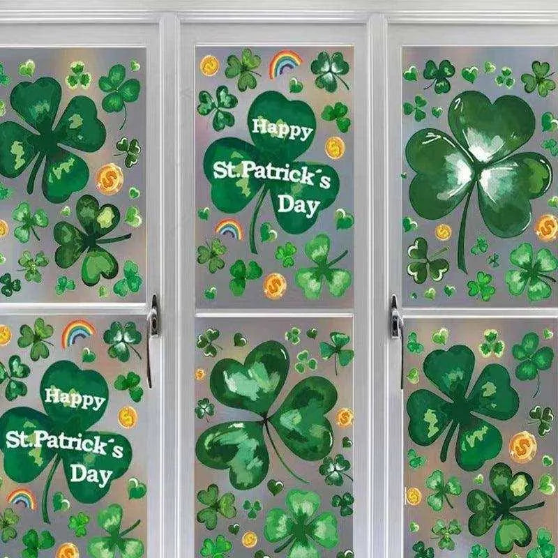 St. Patrick's Day PVC Mirror Sticker Set - Festive Window Decor , 