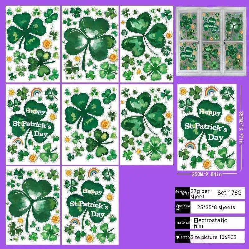 St. Patrick's Day PVC Mirror Sticker Set - Festive Window Decor , 