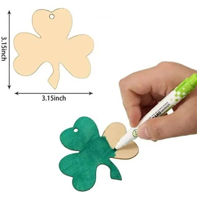 Shamrock Cutouts 3 Leaf Clover Wood Decor St. Patrick's Day Ornament Hanging Decoration Party Ornaments