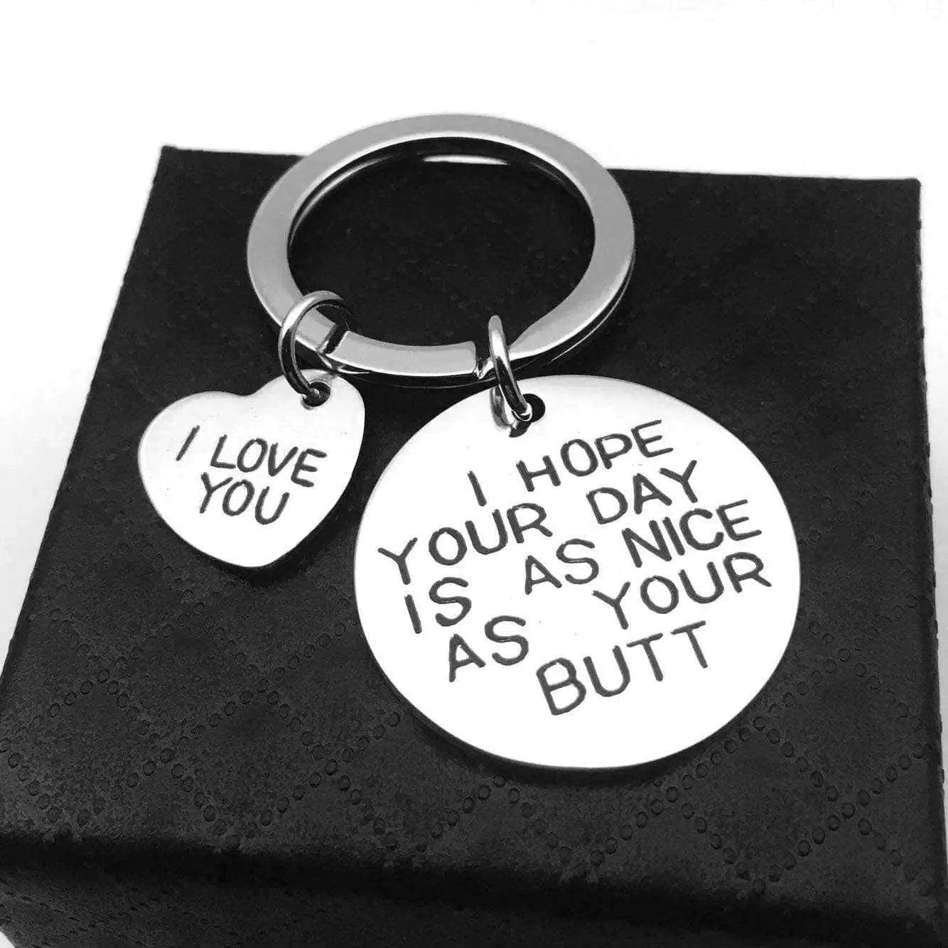 Stainless steel keychain love and funny message souvenir Valentine's gift