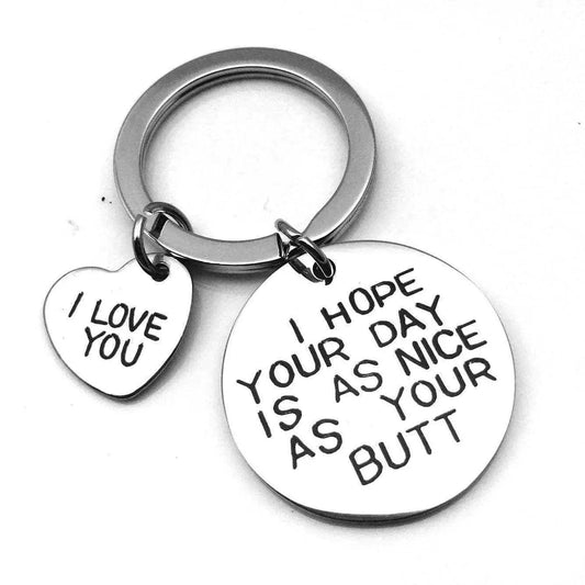 Stainless steel keychain love and funny message souvenir Valentine's gift