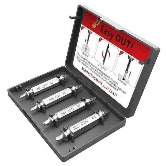 Screw extractor set for removing damaged screws
