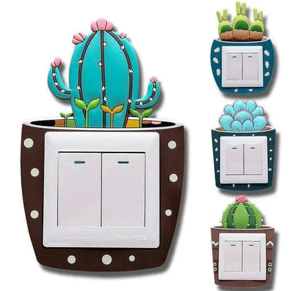 Succulent Switch Cover Cartoon Cactus Switch Sleeve Light Switch Plate Outlet Cover Nursery Decor