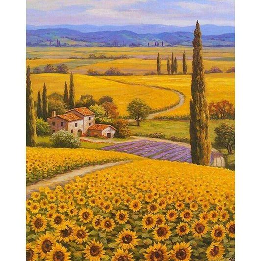 Sunflower Painting Farm Paint By Number Landscape