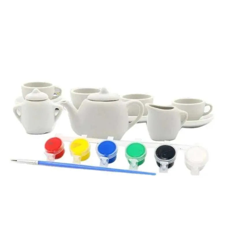 Tea Set Painting Kit DIY Painting Set For Kids Learning Toys Art Supplies Kit Custom Painting Kit Kids Craft Supplies