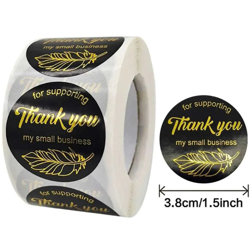 Thank You Stickers Package Labels Parcel Seals For Small Business Sticker Black Sticker Roll Floral Sticker 500pcs