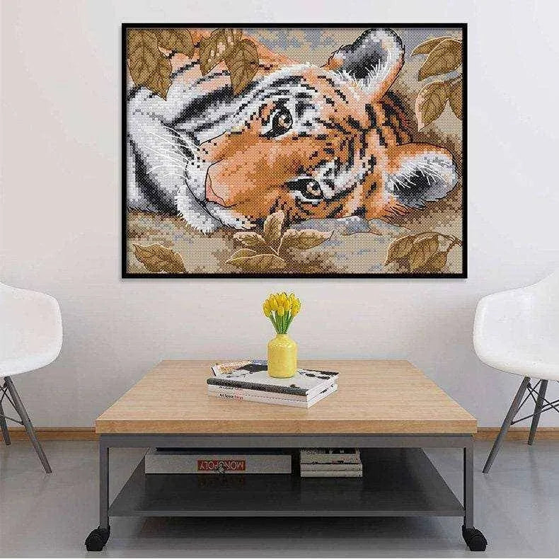 Tiger Cross Stitch Embroidery Lion Embroidery DIY Living Room Decor