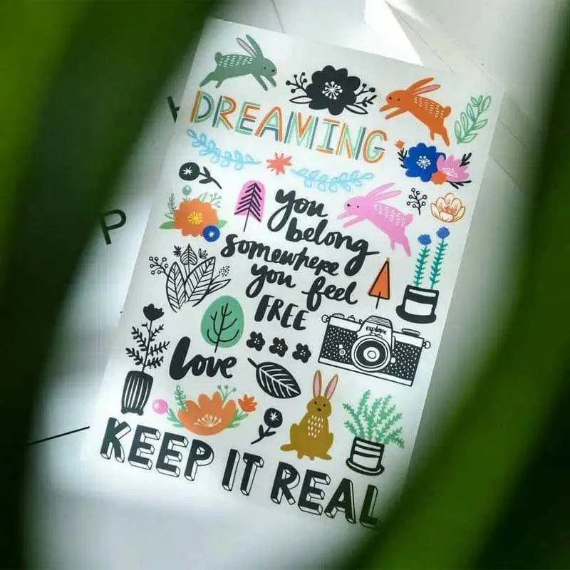 Transfer Paper 4 Pieces Rub On Transfer Stickers For Planner Scrapbook Supplies Motivational & Inspirational Rub on Words Sticker Sheets