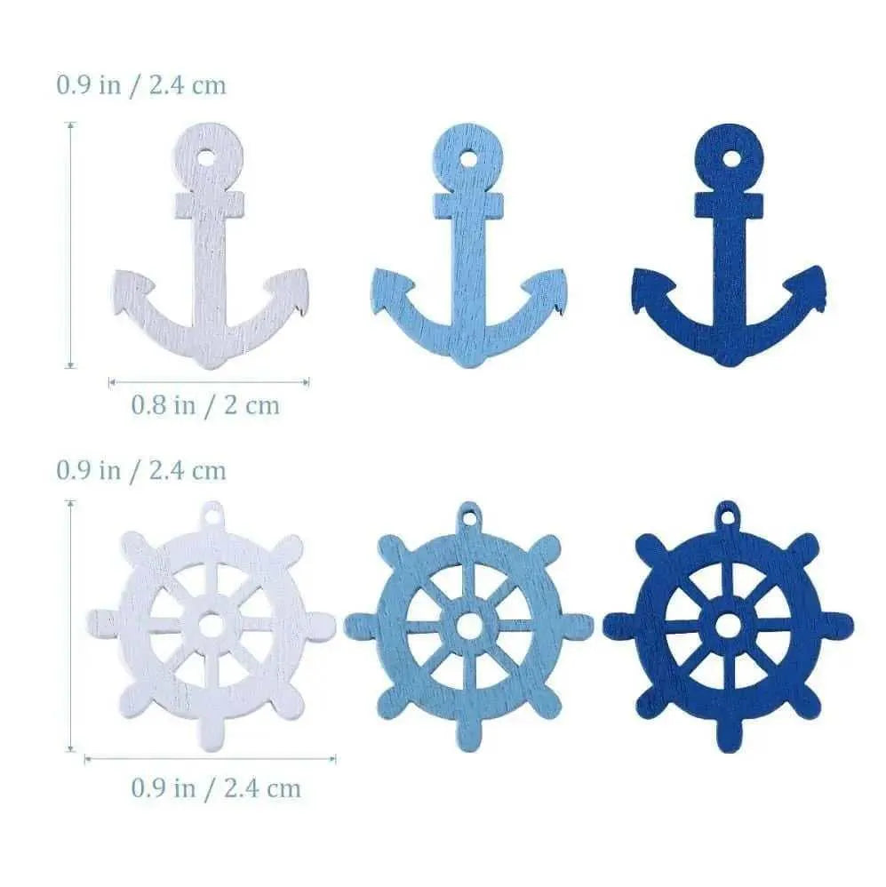 Anchor and Helm Wooden Pendants DIY Scrapbooking Home Decor Making Wood Buttons Hanging Pendant