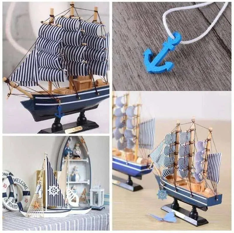 Anchor and Helm Wooden Pendants DIY Scrapbooking Home Decor Making Wood Buttons Hanging Pendant