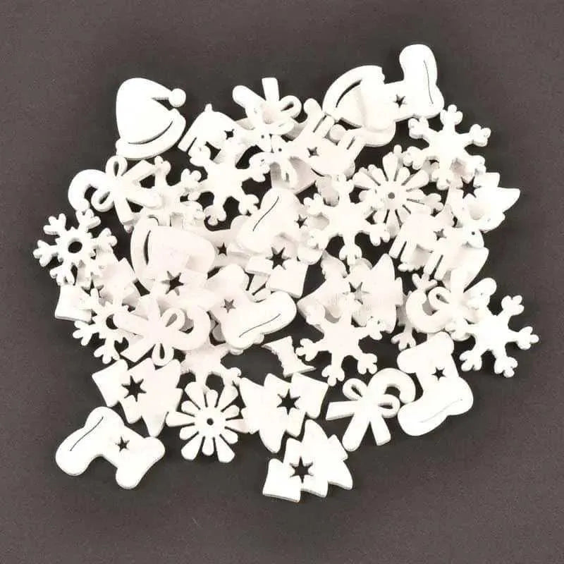 Christmas Shapes Mixed Wood Pendants Christmas Tree Ornaments DIY Scrapbooking Supplies Wooden Pendant 22mm 50pcs