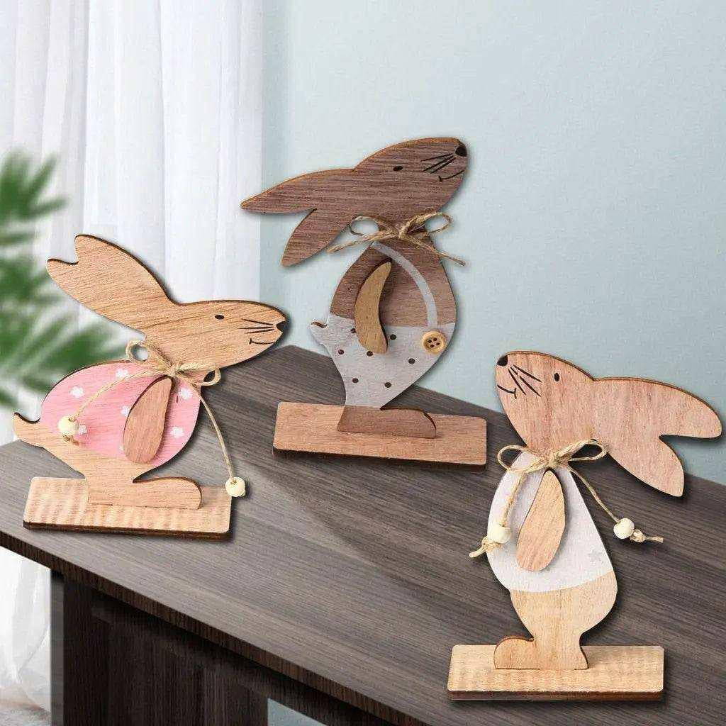 Wooden Easter rabbit decor Easter bunny room or tabletop decoration