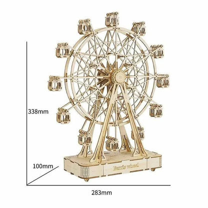 Wooden Ferris Wheel Model Toy Building Block Music Box