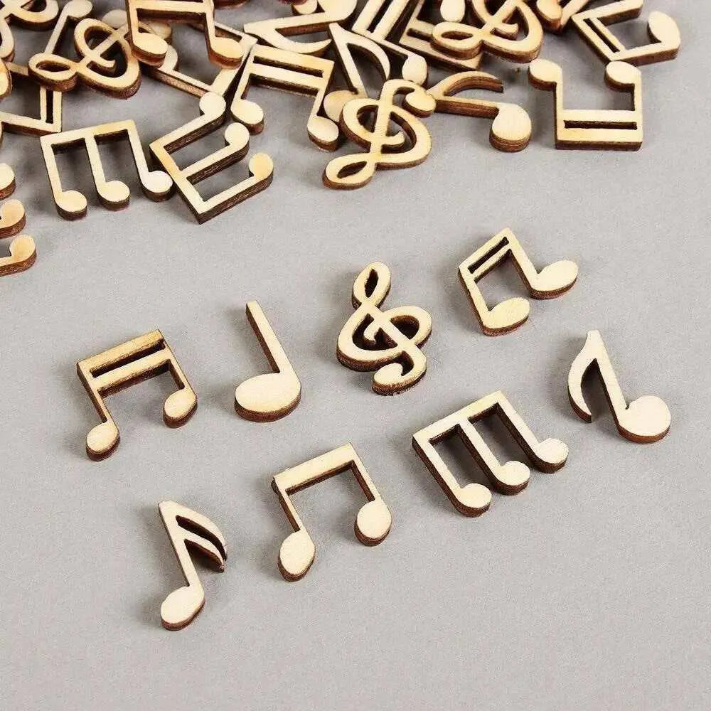 Wooden Musical Note DIY Crafting Accessories Scrapbook Decor DIY Baby Mobile Keychain Making Keychain Pendant Wood Embellishments 100pcs