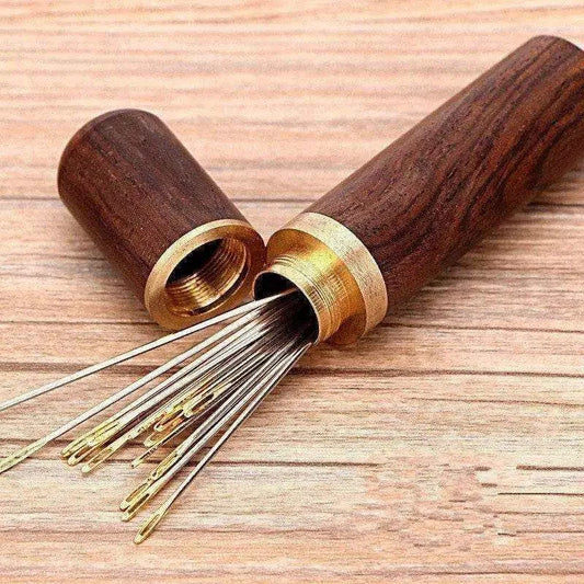 Wooden Needle Storage Tube Needle Case Sewing Needle Holder Sewing Accessories