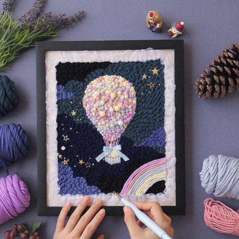 Wool Embroidery Hot Air Ballon Embroidery Diy Nursery Decor