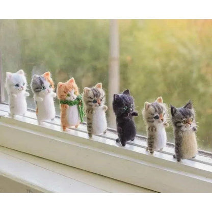 Wool Felt Cats DIY Doll Making Crafting Kit Needle Felting Set