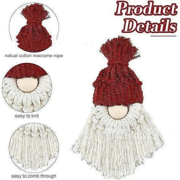 a red and white knitted hat with a white pom - pom