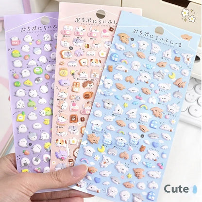 Cartoon Animal Foam Particles Bubble Dstereo Phone Case DIY Decorative Sticker