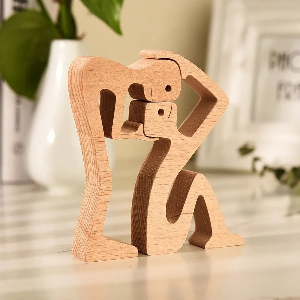 Figurita artesanal de madera para perro, escultura decorativa para el hogar, escultura de madera para hombre y perro, regalos de Navidad, modelo de decoración