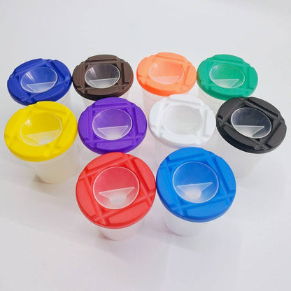 Cross-border 10-color Plastic Anti-pour Painting Brush Cleaning Cup