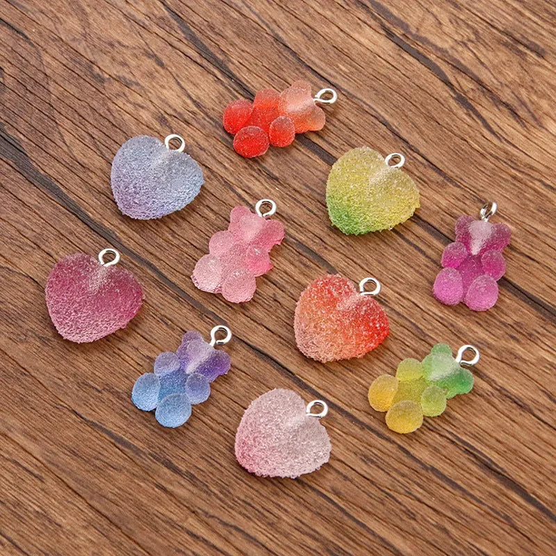 DIY Resin Accessories Gradient Bear Peach Heart Pendant