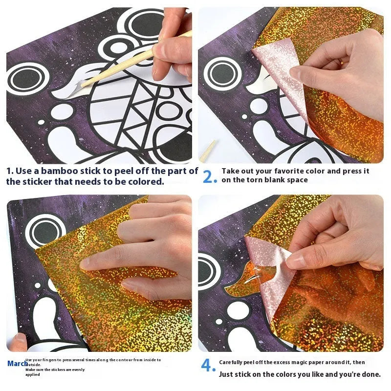 Pintura de adesivos de arte mágica infantil