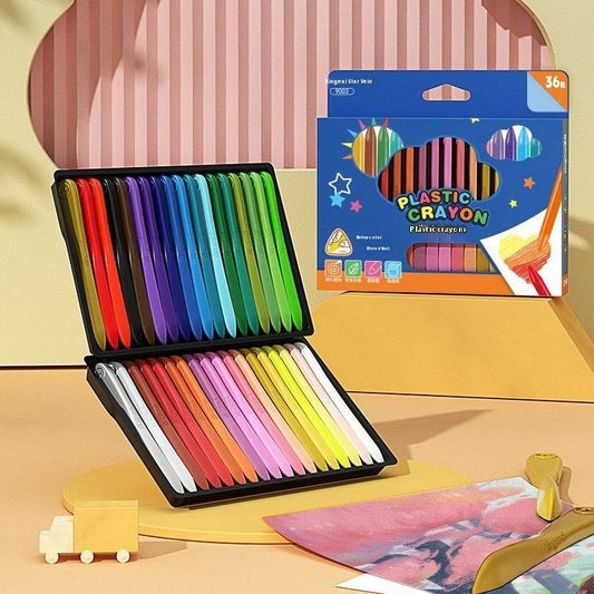 Children's Non Dirty Hand Oil Painting Stick Set Triangle Plastic Crayon