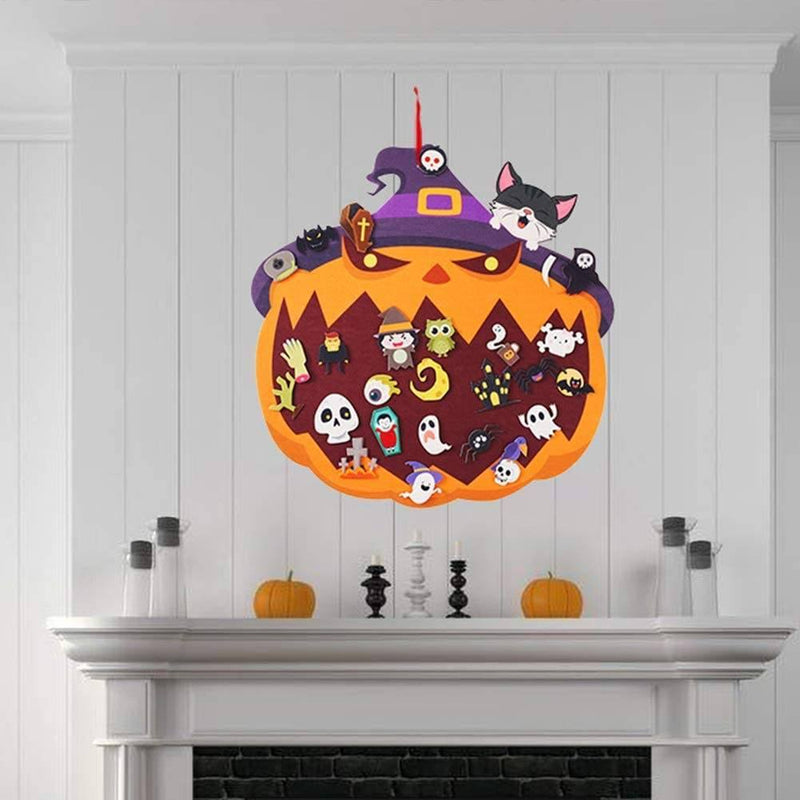 Decoração de abóbora DIY de feltro de Halloween para crianças