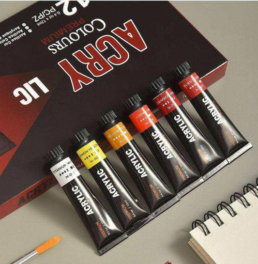 Acrylic Paint Set - 12ml Tubes - 12 Colors - DiyCraftsProject
