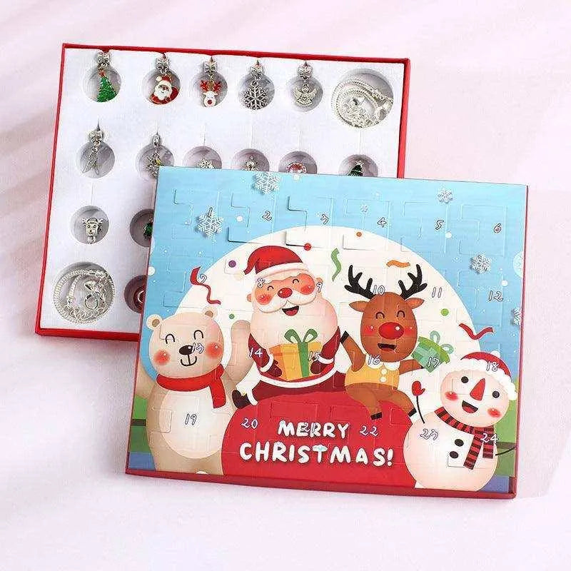 a christmas card with a picture of santa and other animals