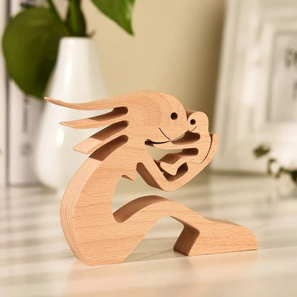 Figurita artesanal de madera para perro, escultura decorativa para el hogar, escultura de madera para hombre y perro, regalos de Navidad, modelo de decoración