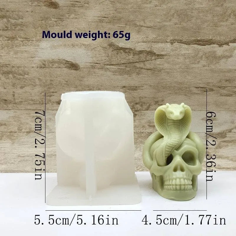 Halloween Snake Skull Aromatherapy Candle Silicone Mold