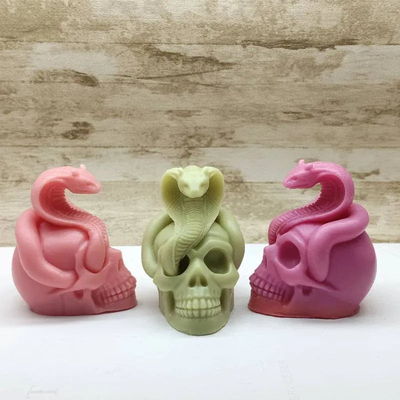 Halloween Snake Skull Aromatherapy Candle Silicone Mold