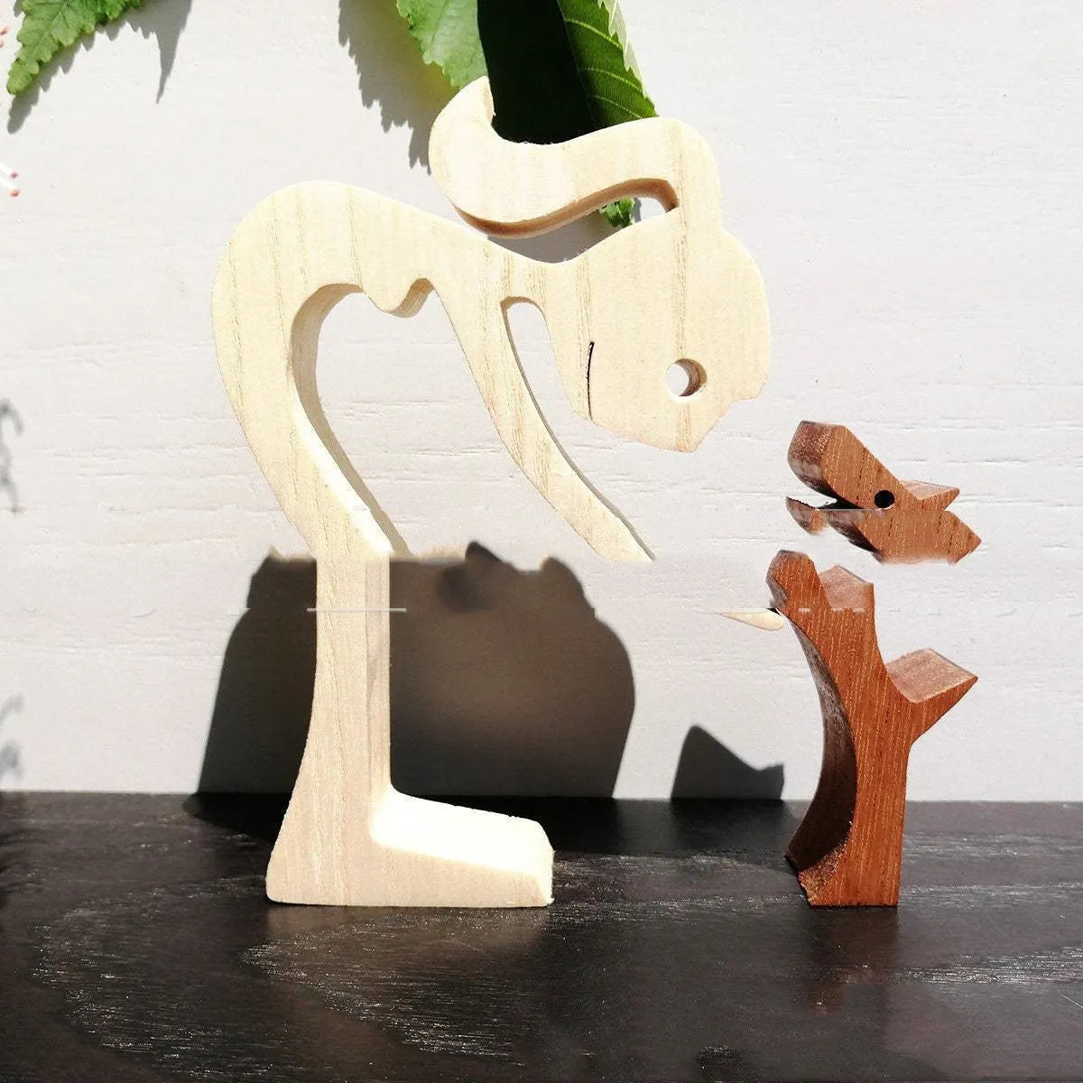 Figurita artesanal de madera para perro, escultura decorativa para el hogar, escultura de madera para hombre y perro, regalos de Navidad, modelo de decoración