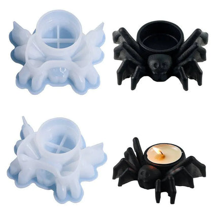 Halloween Spider Candlestick Epoxy Mold – Create Spooky Candle Holders