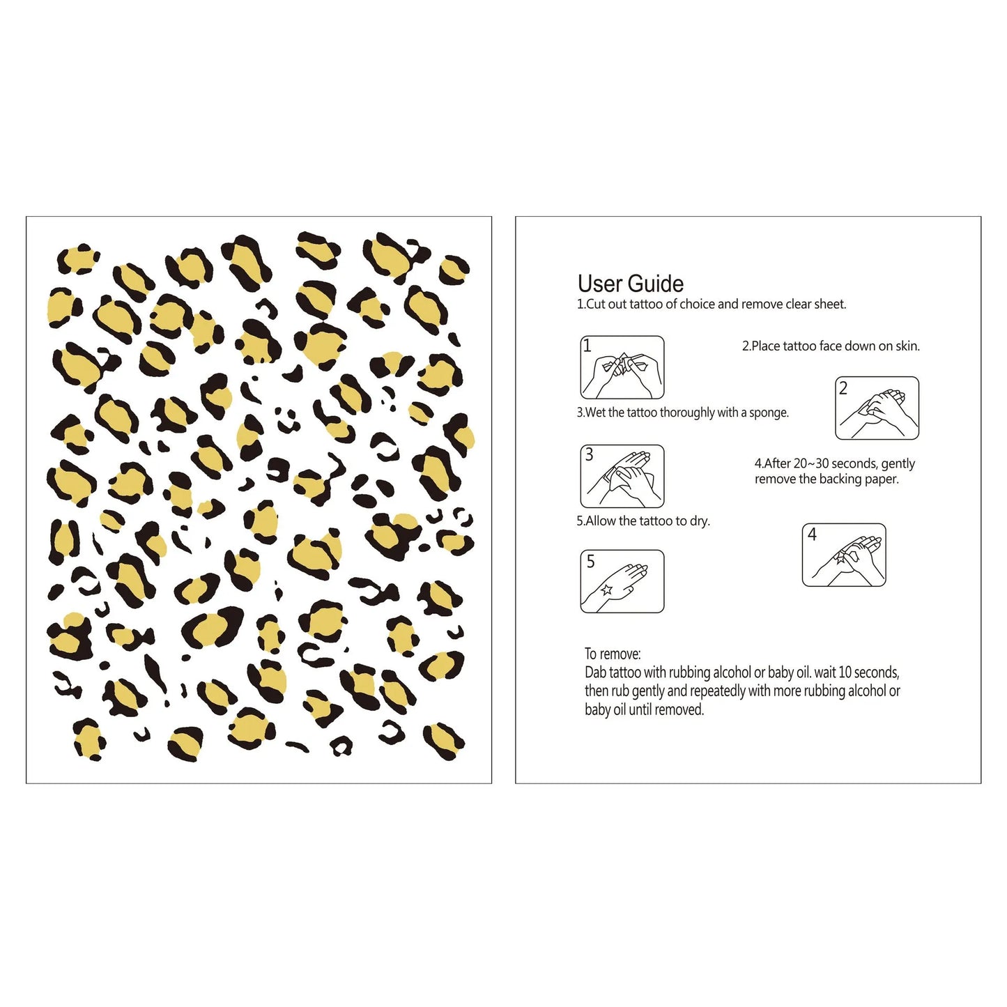 Leopard Print Gliding Tattoo Sticker Metal Rewind