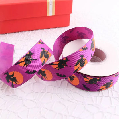 Printed Halloween Ribbon – Ribbed Halloween Pattern Ribbons for Gift Wrapping